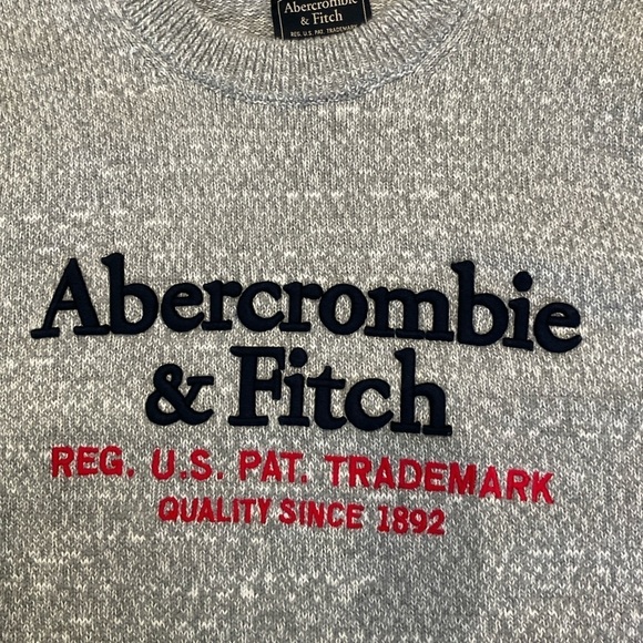 Abercrombie & Fitch Embroidered Logo Crew Neck Pullover Sweater Size XSmall Grey - Picture 7 of 14